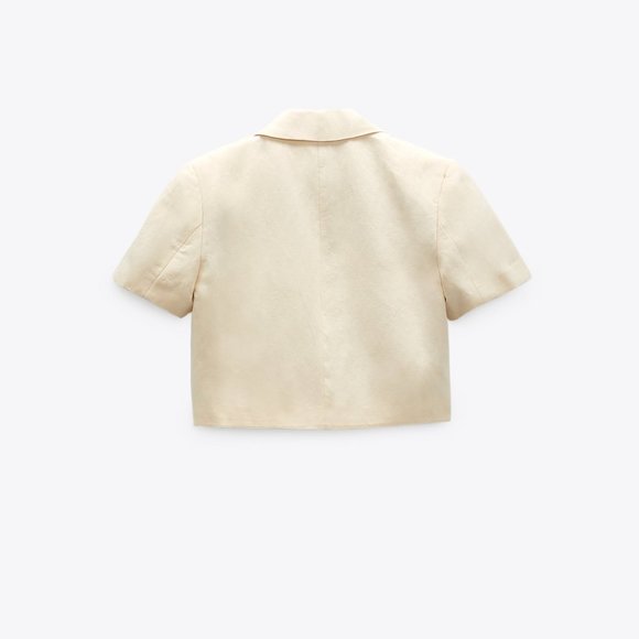 ZARA | Linen Blend Crop Blazer - Picture 10 of 11
